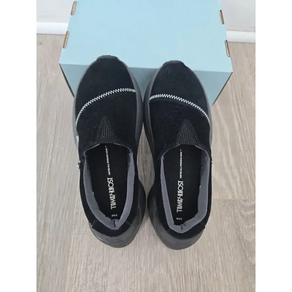 Toms Krost Alpargata Gamma Black Slip On Collab Comfort Support Suede Shoes 6.5