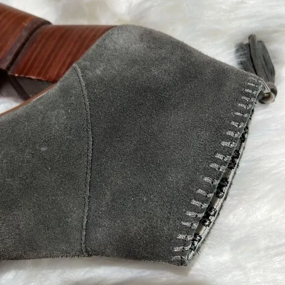 TOMS | Leila Ankle Heeled Bootie Grey Suede Size 6.5.  B82