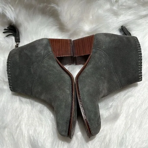 TOMS | Leila Ankle Heeled Bootie Grey Suede Size 6.5.  B82