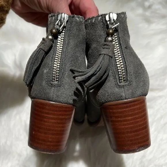 TOMS | Leila Ankle Heeled Bootie Grey Suede Size 6.5.  B82