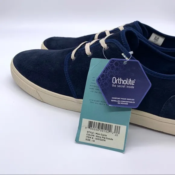 Tom’s Men Carlo Navy Pig Suede Shoes