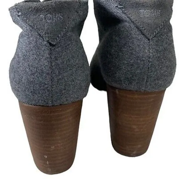 Toms Size 10 Boots Lunata Ankle Booties Gray Suede 3&quot; Block Heel Shoes