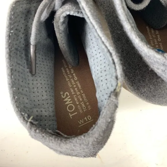 Toms Size 10 Boots Lunata Ankle Booties Gray Suede 3&quot; Block Heel Shoes