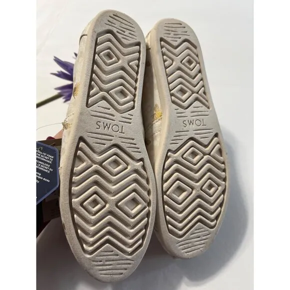 Toms Womens Bee Print Canvas Slip-On Shoes W7.5