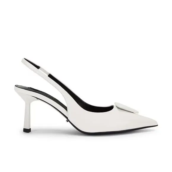 Tony Bianco Bertie high heels Slingbacks shoes White high shine  Revolve Sz 6