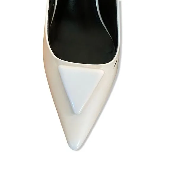 Tony Bianco Bertie high heels Slingbacks shoes White high shine  Revolve Sz 6