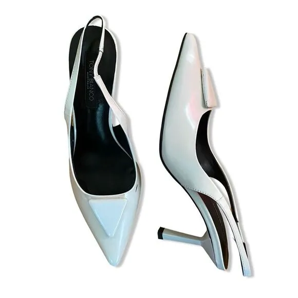 Tony Bianco Bertie high heels Slingbacks shoes White high shine  Revolve Sz 6