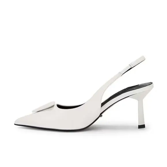 Tony Bianco Bertie high heels Slingbacks shoes White high shine  Revolve Sz 6
