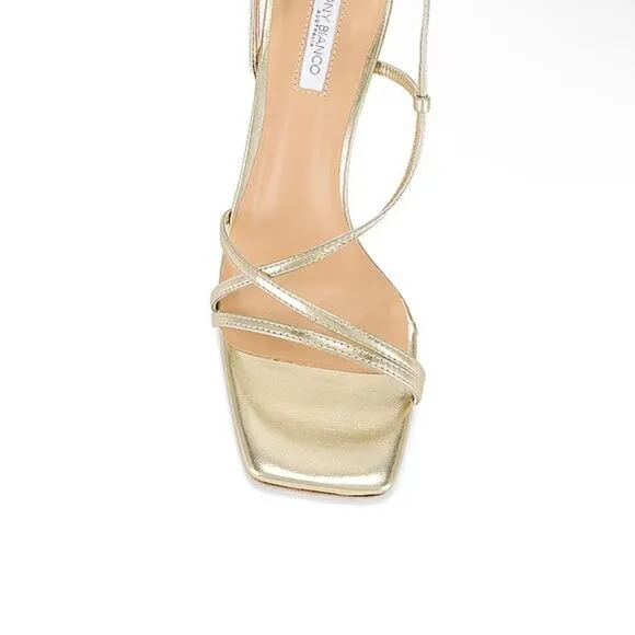 Tony Bianco Franci Gold High Heels Shoes strappy sandals Revolve Sz 7