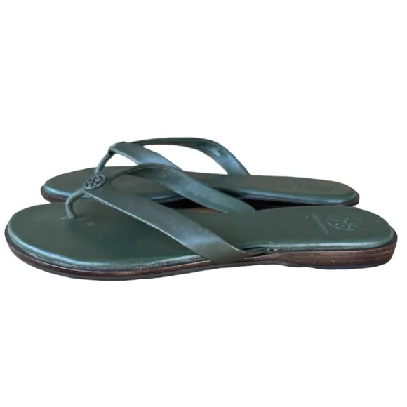Tory Burch Benton Poblano (green) Calf Leather Women's Thong Sandals Size 8