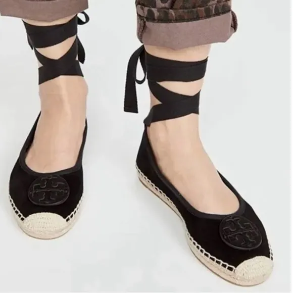 Tory Burch Black Espadrille Flats