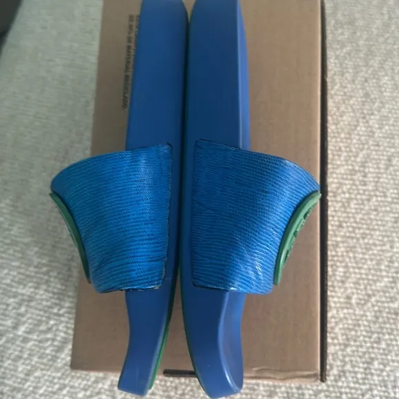 Tory Burch Blue and Green Slide Sandals