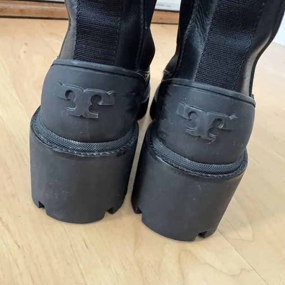 Tory Burch Boots Chelsea Lug Sole Platform Ankle Black Leather Size 9‎ $450