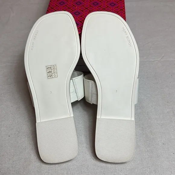 Tory Burch Croc Embossed Georgia White Women's Sandals
