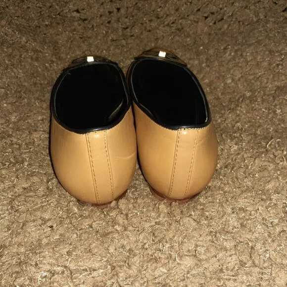 TORY BURCH-Dakota-Tan/Black Leather-Bow-Flats