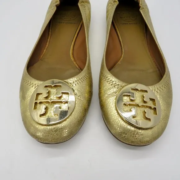 Tory Burch Gold Reva Ballet Flats Sz 7