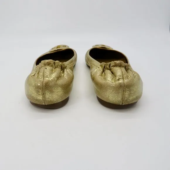 Tory Burch Gold Reva Ballet Flats Sz 7