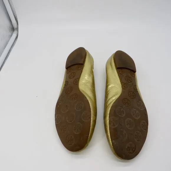 Tory Burch Gold Reva Ballet Flats Sz 7
