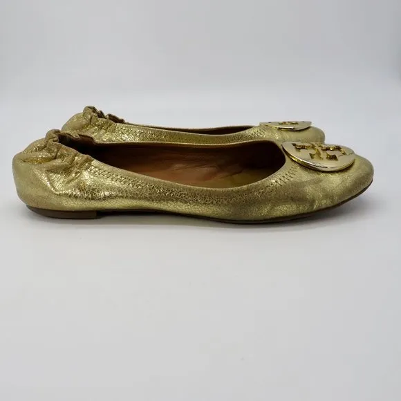 Tory Burch Gold Reva Ballet Flats Sz 7