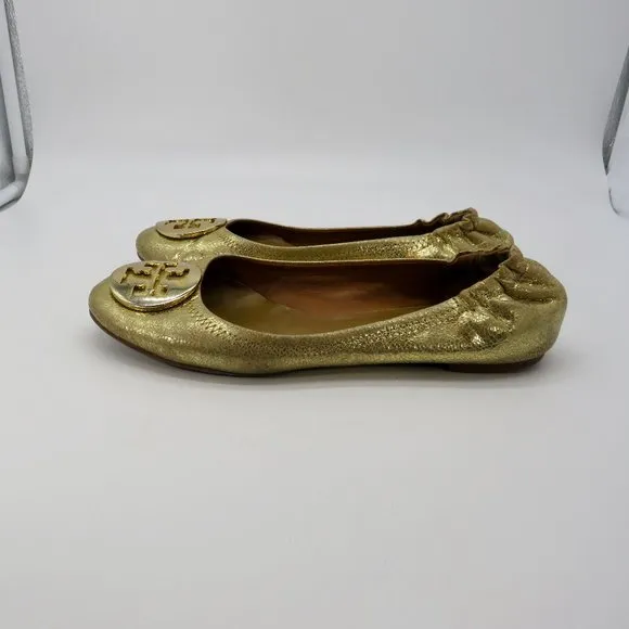 Tory Burch Gold Reva Ballet Flats Sz 7