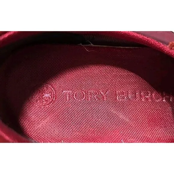 TORY BURCH Hank Sneakers Womens Size 8 M Red White Suede Shoes Sneakers Read