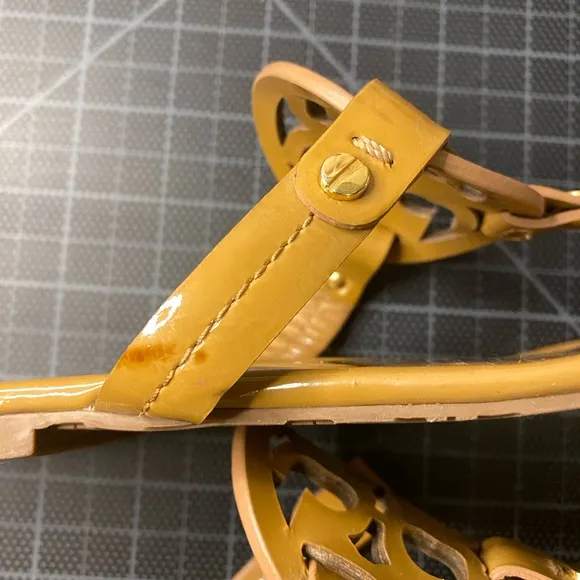 Tory Burch Miller Patent Leather Tan Sandals size 6