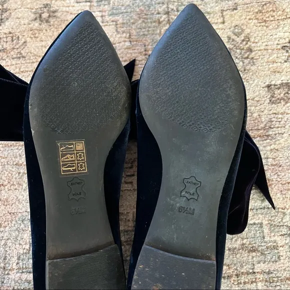 Tory Burch Navy Clara Bow Velvet Flats