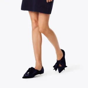 Tory Burch Navy Clara Bow Velvet Flats
