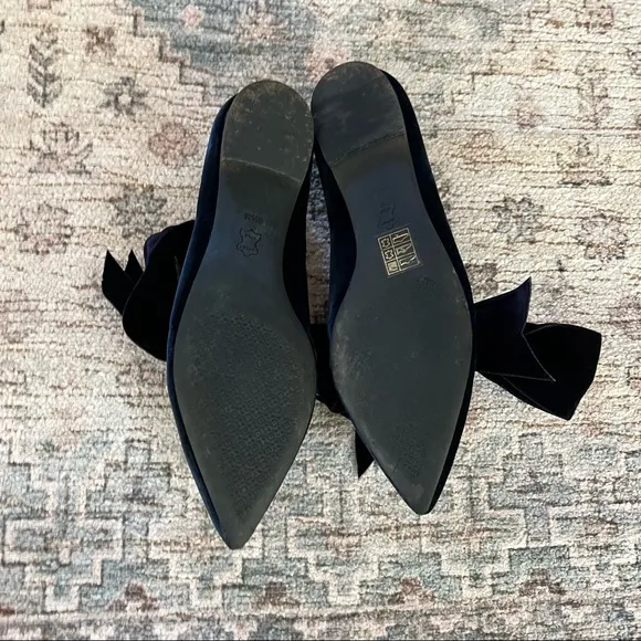 Tory Burch Navy Clara Bow Velvet Flats