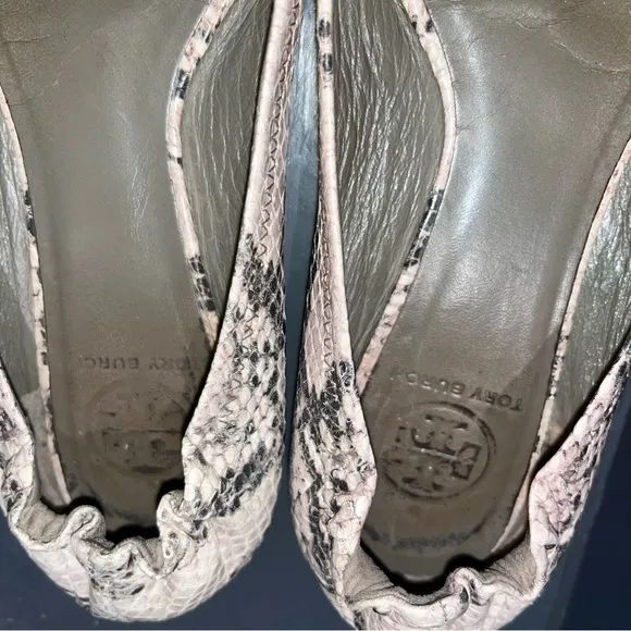 Tory Burch Snake Print Reva Cowhide Leather Flats