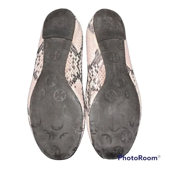 Tory Burch Snake Print Reva Cowhide Leather Flats