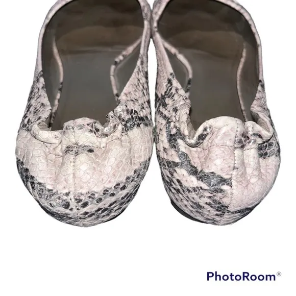 Tory Burch Snake Print Reva Cowhide Leather Flats