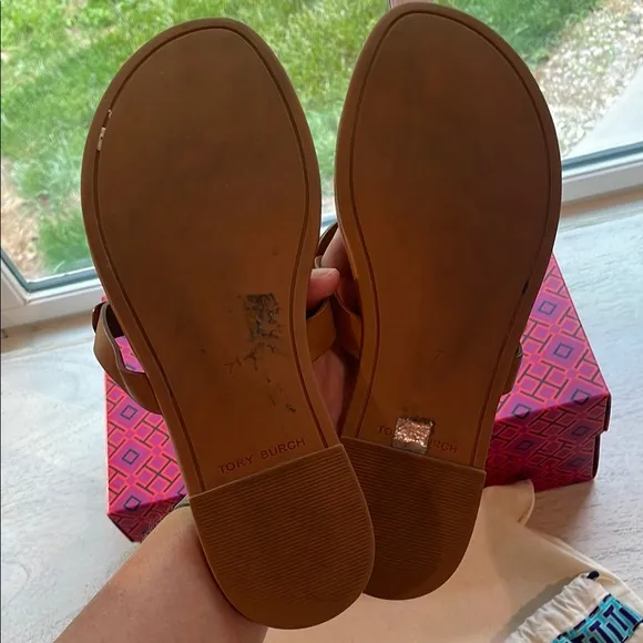 Tory Burch Tan Miller Sandals In Box With Dust Bag. Size 7.