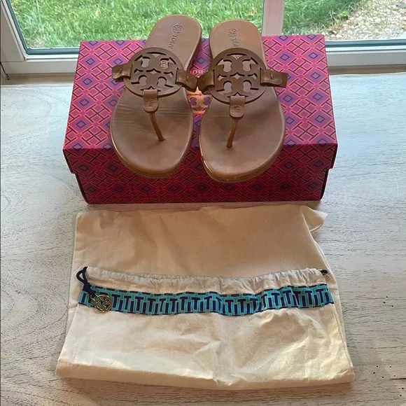 Tory Burch Tan Miller Sandals In Box With Dust Bag. Size 7.
