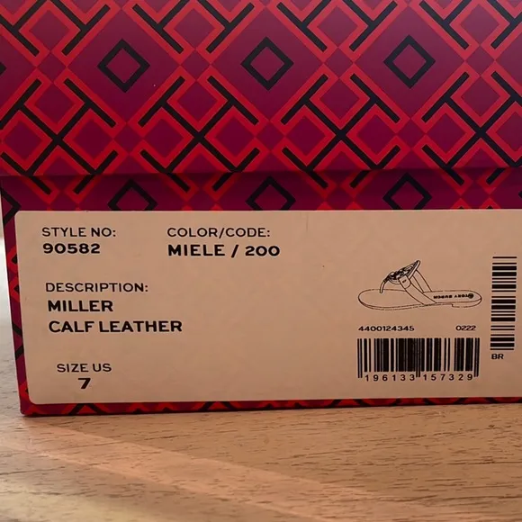 Tory Burch Tan Miller Sandals In Box With Dust Bag. Size 7.
