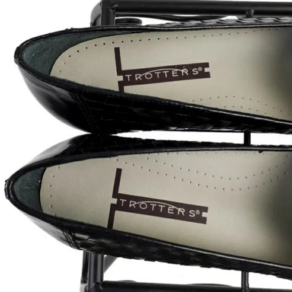 Trotters Liz Black Basket Weave Leather Slip-On Loafer Shoes Womens 9N/9AA