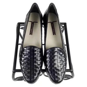 Trotters Liz Black Basket Weave Leather Slip-On Loafer Shoes Womens 9N/9AA