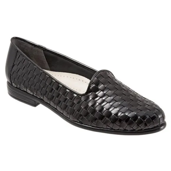 Trotters Liz Black Basket Weave Leather Slip-On Loafer Shoes Womens 9N/9AA