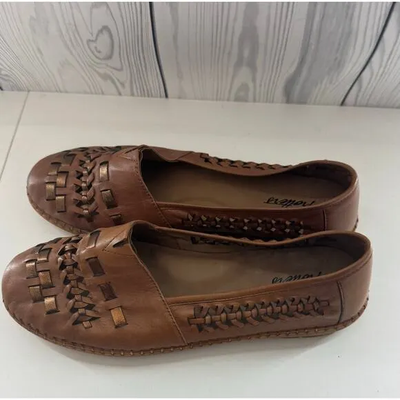 Trotters Rory Braided Leather Flat slip On Shoes Size 10 R1