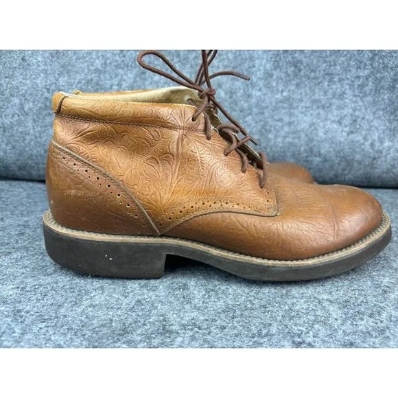 Twisted X Brown Ankle Boots Men's 10M Embossed Leather Sophisticated Cowboys