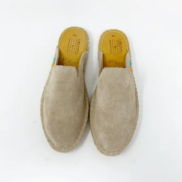 Ubuntu Lamu Mule Handmade Leather Slip On Shoes Tan Women's 7