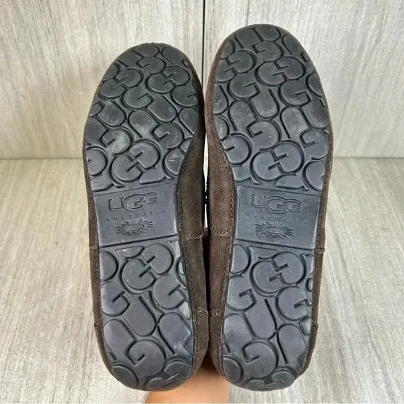 UGG Alder Espresso Brown Suede Leather Slip On Loafer Slipper Shoes Mens Size 9