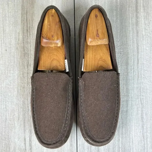 UGG Alder Espresso Brown Suede Leather Slip On Loafer Slipper Shoes Mens Size 9