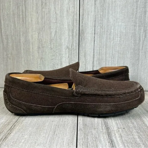 UGG Alder Espresso Brown Suede Leather Slip On Loafer Slipper Shoes Mens Size 9