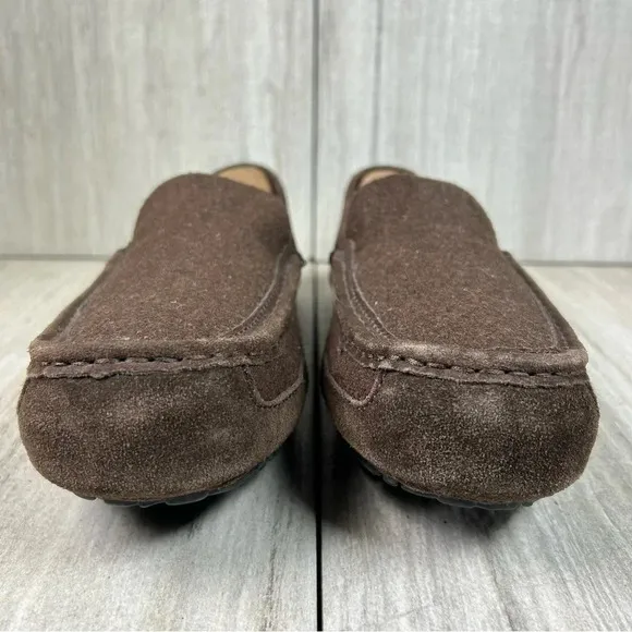 UGG Alder Espresso Brown Suede Leather Slip On Loafer Slipper Shoes Mens Size 9