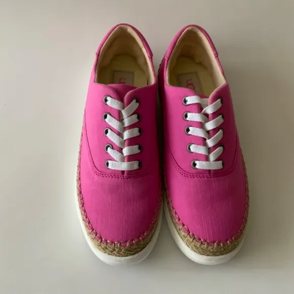 UGG AUSTRALIA EYAN II PINK AZALEA CANVAS BOAT STYLE SNEAKERS Trainers Flat Shoes