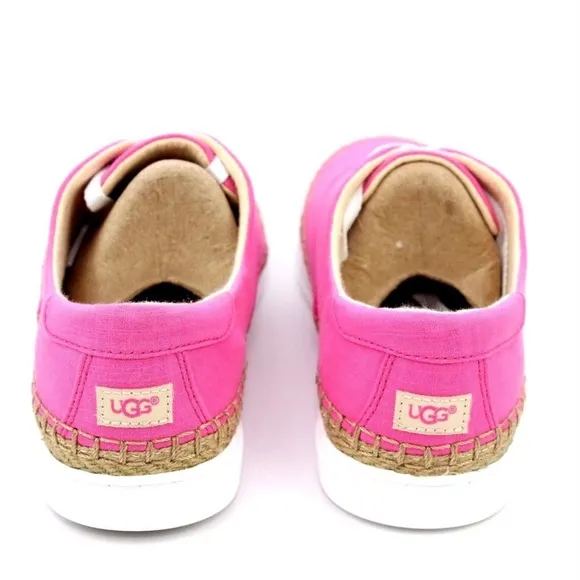 UGG AUSTRALIA EYAN II PINK AZALEA CANVAS BOAT STYLE SNEAKERS Trainers Flat Shoes