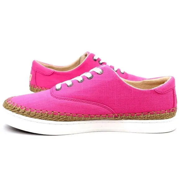 UGG AUSTRALIA EYAN II PINK AZALEA CANVAS BOAT STYLE SNEAKERS Trainers Flat Shoes