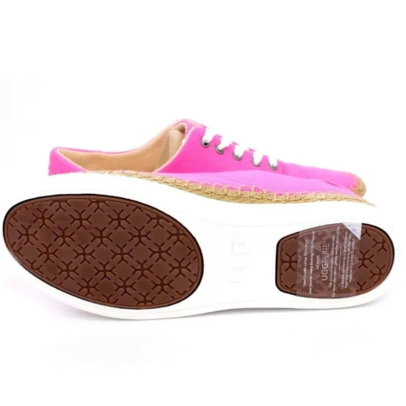 UGG AUSTRALIA EYAN II PINK AZALEA CANVAS BOAT STYLE SNEAKERS Trainers Flat Shoes