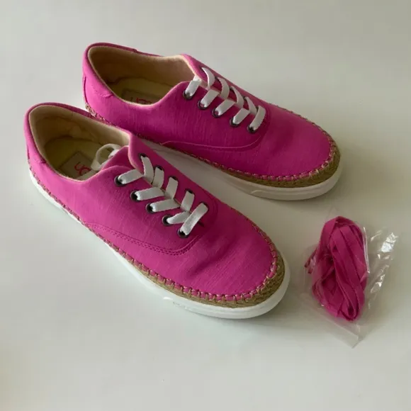 UGG AUSTRALIA EYAN II PINK AZALEA CANVAS BOAT STYLE SNEAKERS Trainers Flat Shoes